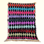 rainbow diamond boucherouite rug – vintage moroccan berber carpet
