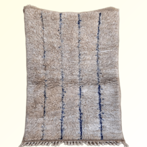 beni m’rirt ivory line rug – handmade moroccan wool carpet